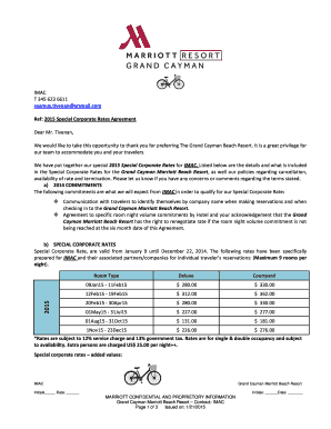 Hotel Corporate Rate Agreement Sample  Form