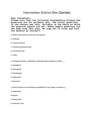 North South Foundation Science Bee  Form