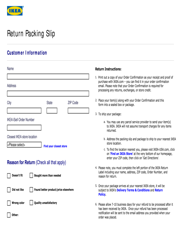 Return Slip  Form