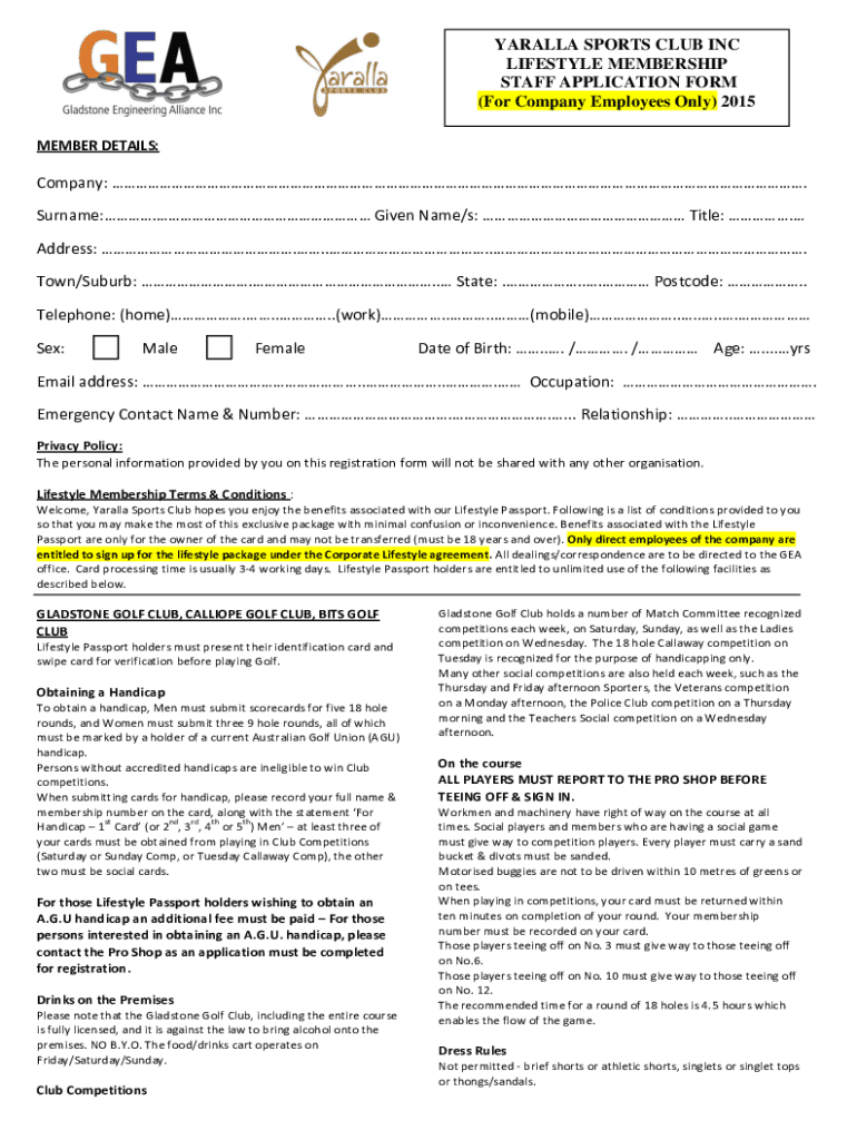 Gea Lifestyle Package  Form