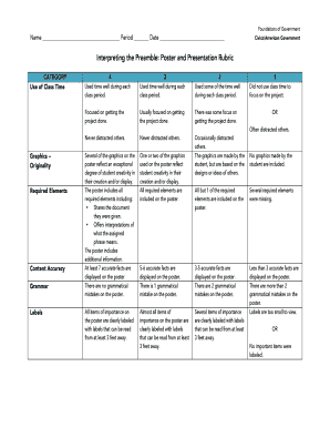 Interpreting the Preamble Poster and Presentation Rubric  Form