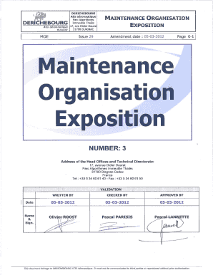 Maintenance Organisation Exposition  Form