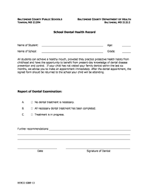 Bebco 5088 Baltimore County Public Schools Bcps  Form