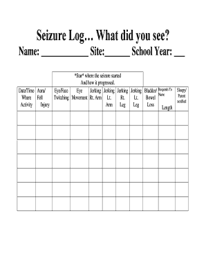 Seizure Activity Log Sheet  Form