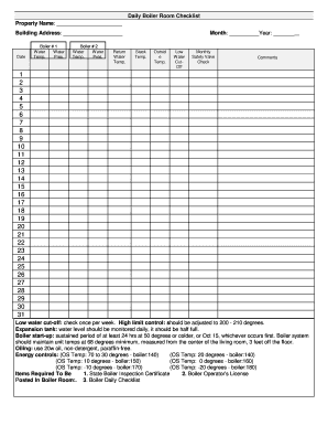 Boiler Daily Checklist PDF  Form