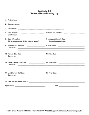 Appendix 3 C Vacancy Reconditioning Log  Form