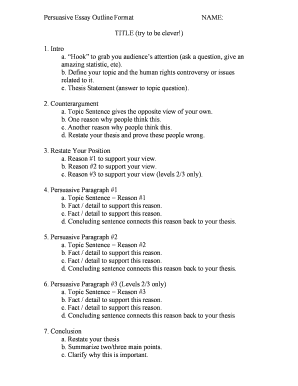 Persuasive Essay Outline Format NAME TITLE Try to Be Compass School