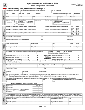 Get and Sign Idaho Title Application  Form