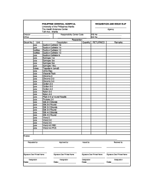Requisition and Issue Slip Sample  Form