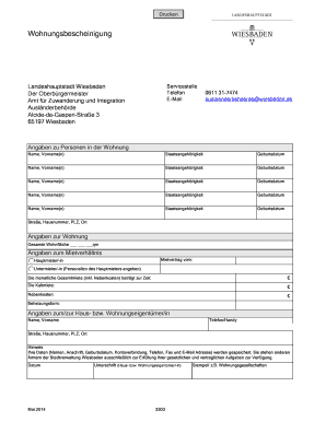 Wohnungsbescheinigung Wiesbaden  Form