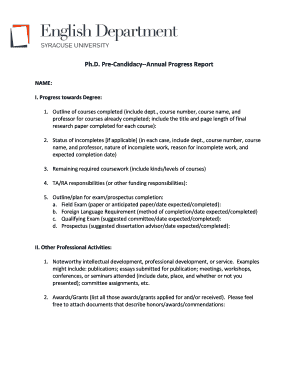 phd annual progress report sample