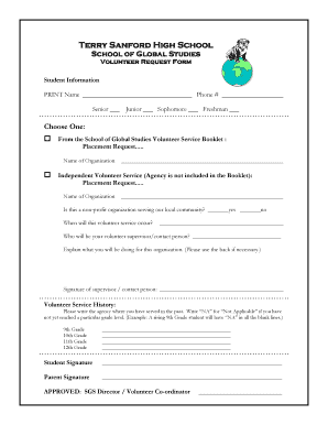 Volunteer Request Form Terry Sanford High School Tshs Ccs K12 Nc