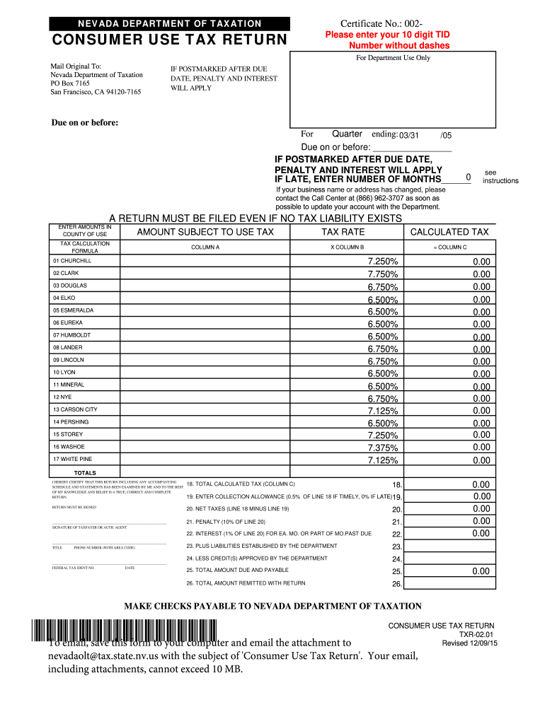 Get and Sign State of Nevada Sales Use Tax Forms 2015-2022