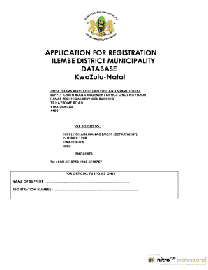 Ilembe District Municipality Database Registration Forms