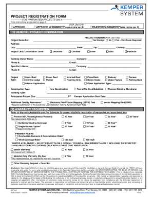  PROJECT REGISTRATION FORM Kemper Systemcom 2016