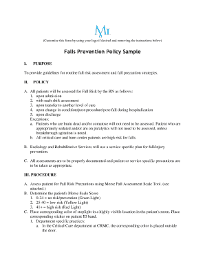 Fall Prevention Policy Sample  Form
