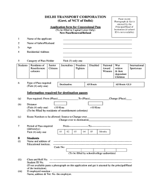 Dtc Bus Pass Form