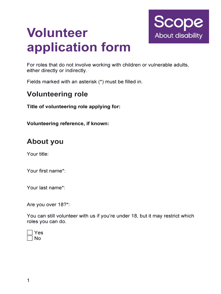 Scope Volunteer Application Form