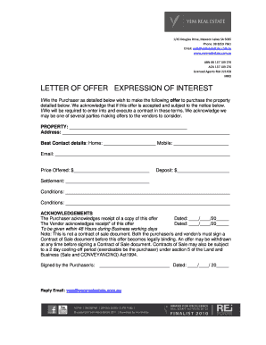 Real Estate Expression of Interest Template  Form