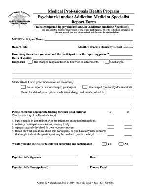 Specialist Report Psychiatrist  Form