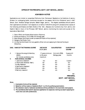 Amt School Jammu  Form