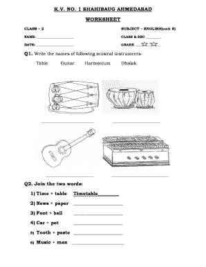 Kv Worksheets for Class 2 English PDF  Form