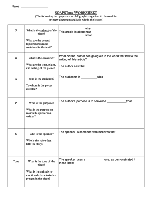 Soapstone Worksheet  Form