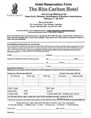 Ritz Carlton Hotel in Usa Document and I D Card  Form