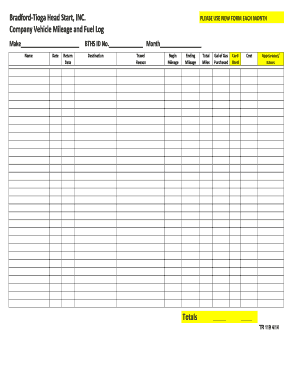 Company Vehicle Log  Form