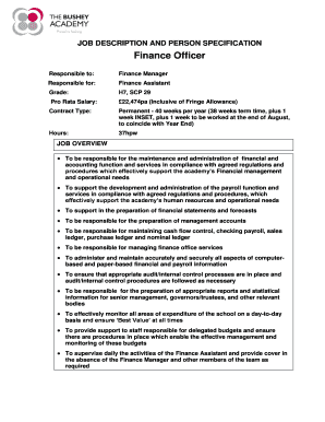 Finance Officer Job Description  Form