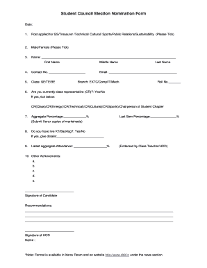 School Election Nomination Form PDF