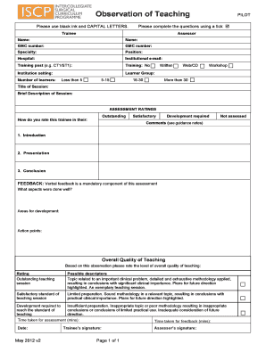 Observation of Teaching  Form