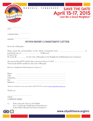 Sponsorship Commitment Letter  Form