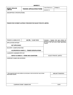 Tender Application Form PDF