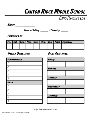 6th Grade Practice Sheet Canyon Ridge Middle School Band  Form