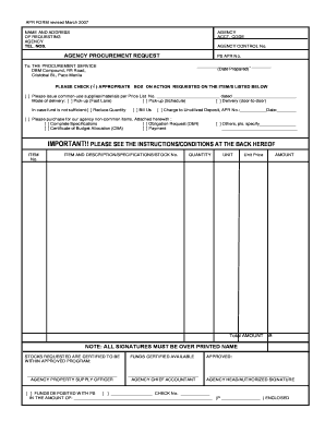 Agency Procurement Request Form Excel