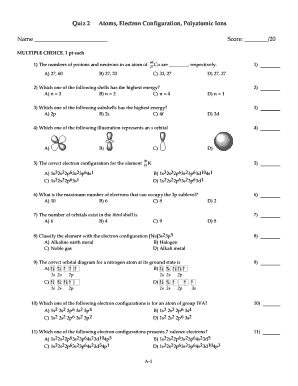 Electron Configuration Quiz  Form