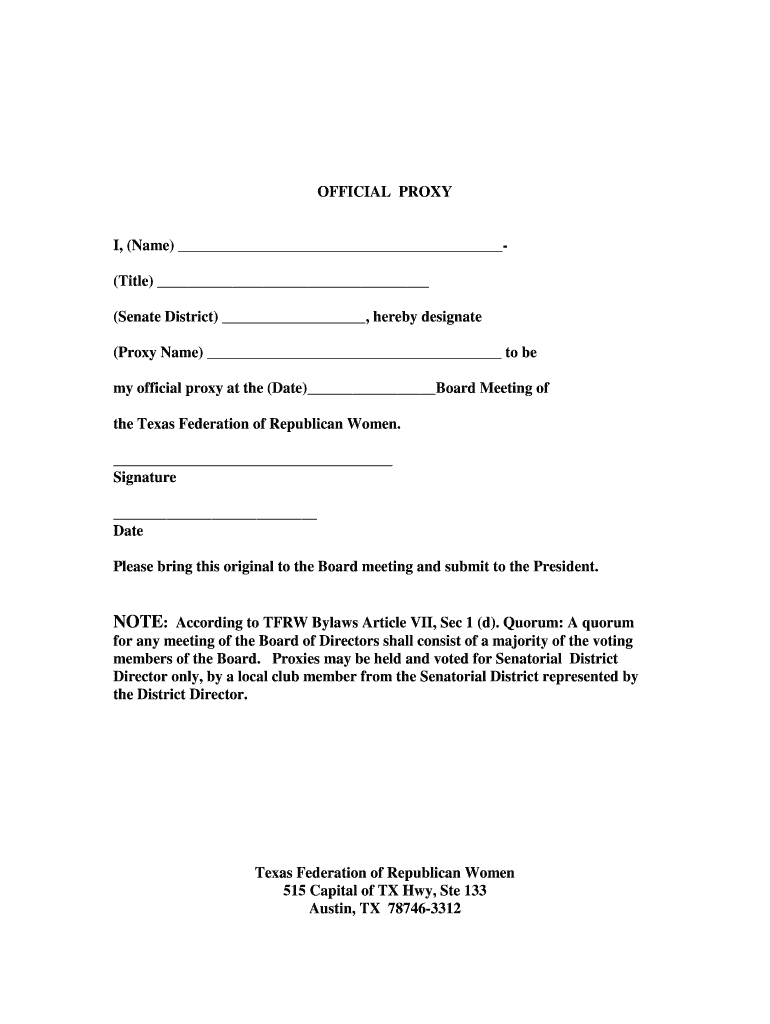 OFFICIAL PROXY Tfrw  Form