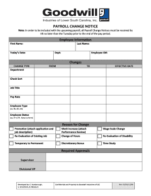Payroll Change Notice Form