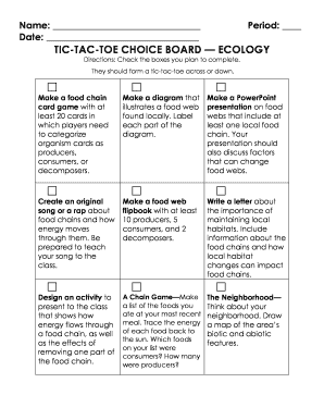 Ecology Choice Board  Form