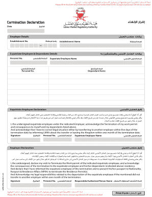 Termination Declaration Form