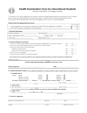 Health Examination Form for International Students Builder Hufs Ac