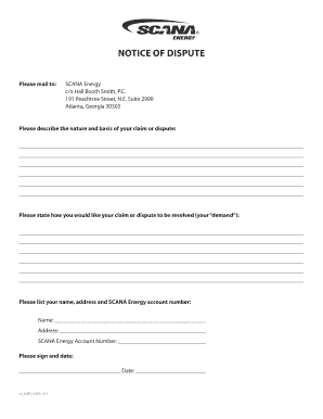 Notice of Dispute SCANA Energy  Form