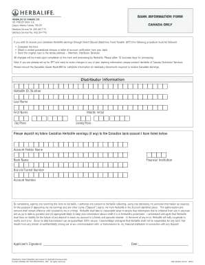 Bank Information Form Herbalife