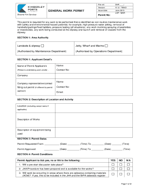 General Work Permit  Form