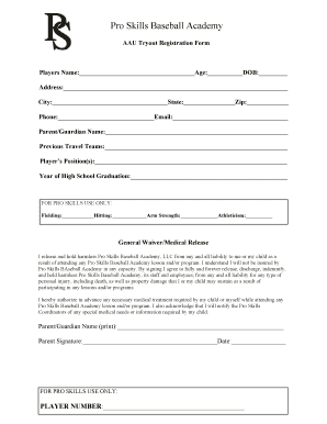 Baseball Liability Waiver Form