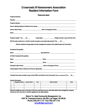 Resident Information Form