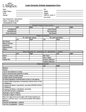 Lower Extremity Orthotic Assessment Form