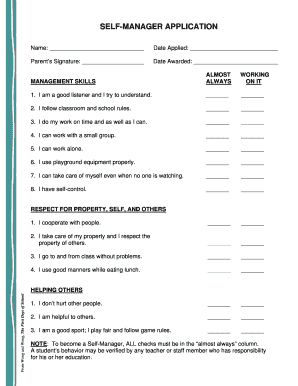 Self Manager Application Effective Teaching  Form