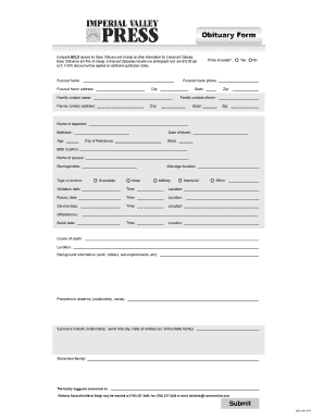 Iv Press Obituaries  Form